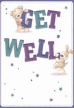 With its cheerful design and uplifting charm, this get well card depicts a teddy bear and an endearing puppy bursting with playful optimism, clearly intent on brightening someone's day in St Paul's Cray. Sprightly, both characters balance and cradle the big, lively letters spelling out 'Get Well,' rendered in indigo and teal hues that evoke the calm, cool air of nearby parklands. The soft, creamy background heightens the card's gentle vibrancy, while scattered stars twinkle in various shades of blue and purple, infusing the scene with a sense of magic and hope. The intricate fur detail-so plush and comforting-calls to mind the tender expertise of local florists thoughtfully selecting every bloom for a get well bouquet. It's almost as if you could feel the warmth of the animals' embrace, a visual embodiment of the supportive community spirit found throughout St Paul's Cray. With its sincere message and inviting artwork, this card serves as an emotional balm, the perfect accompaniment to a thoughtful floral gift for someone embarking on the path to recovery.